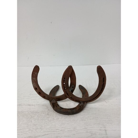 VTG 1970s Cast Iron Horse Shoe Book Holder Display Rustic Industrial Equastrian - Picture 6 of 11